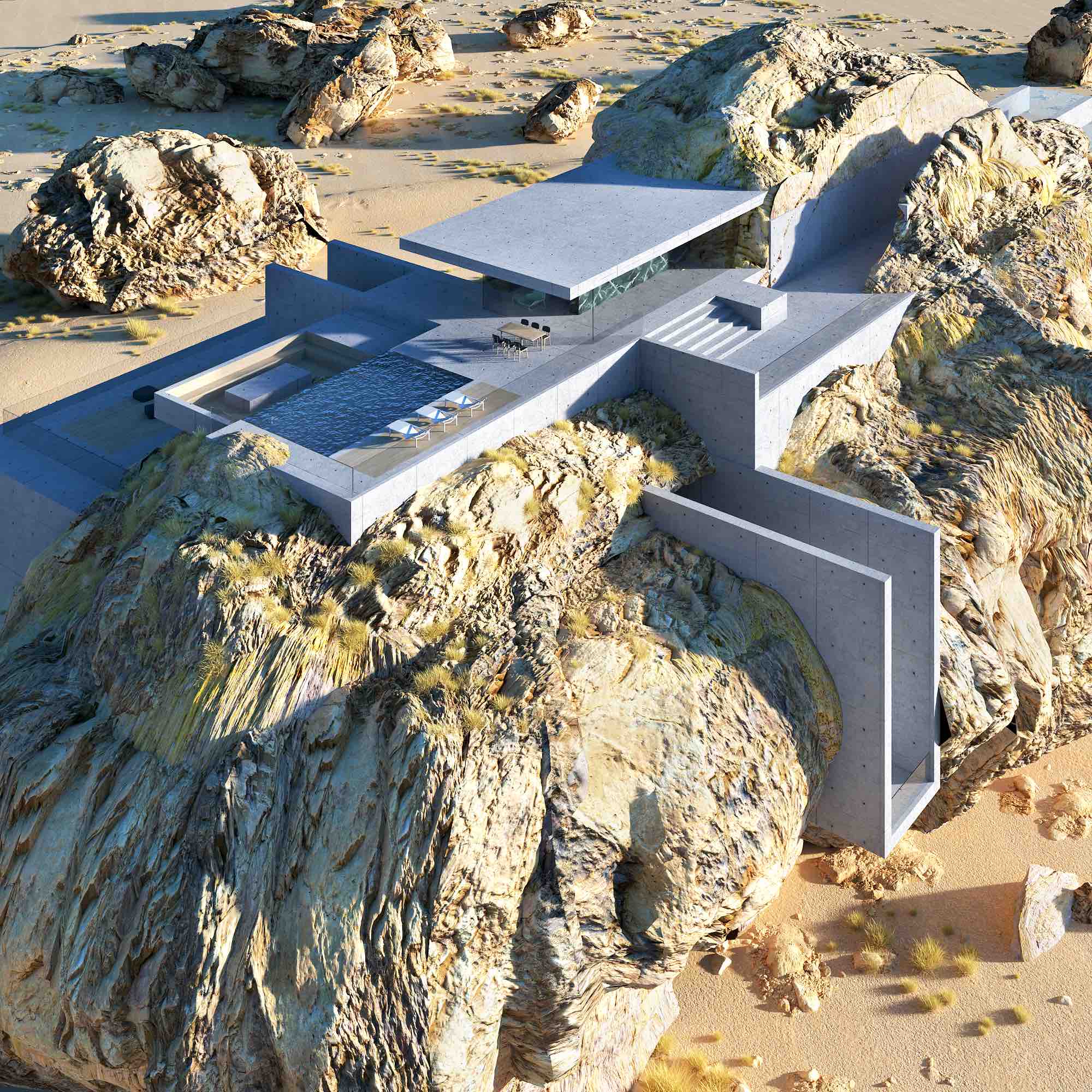 House Inside A Rock Designed By Amey Kan Concrete Houses   House Inside A Rock Amey Kandalgaonkar SaudiArabia 001 